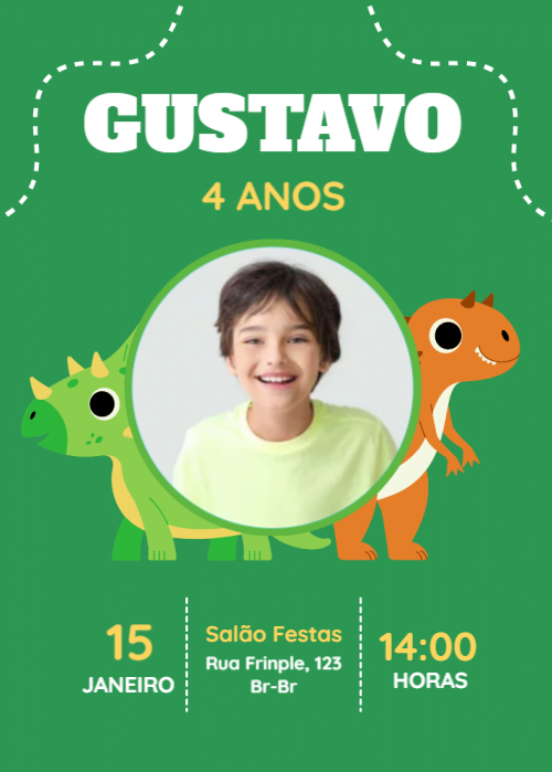 Convite Dinossauros com foto