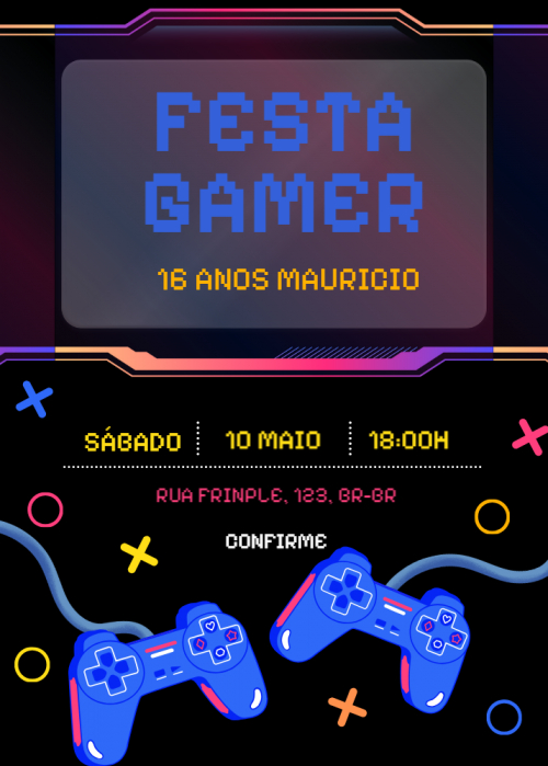 Convite Festa gamer
