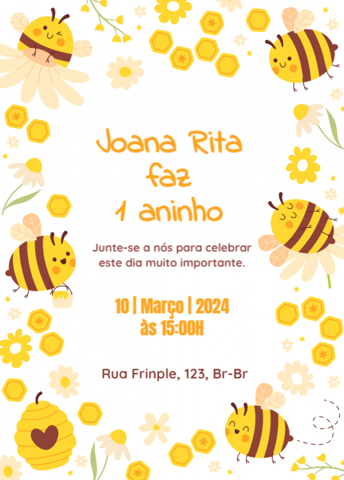 Convite Convite infantil Abelha fofinha