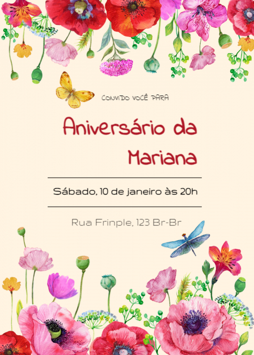 Convite Flores, borboleta