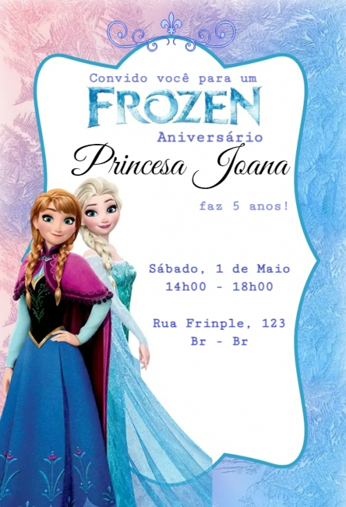 Convite Frozen, princesas