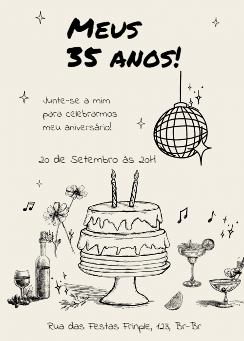 Convite Convite Aniversário, bolo, desenho