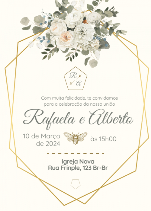 Convite Flores, caixa dourada