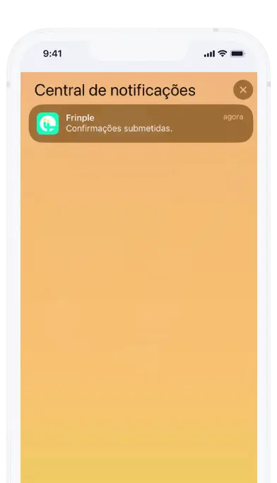 Captura de tela do celular com notificações da Frinple