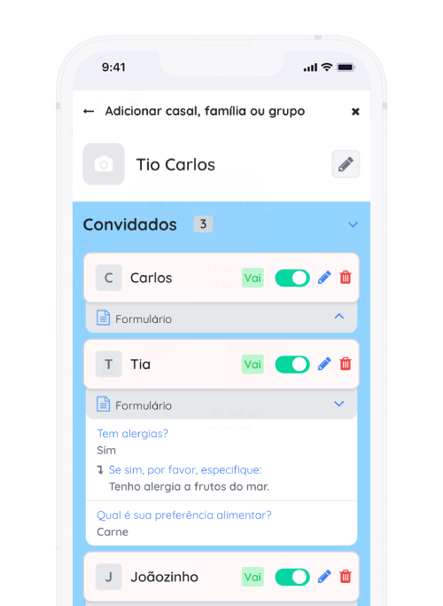 Captura de tela do aplicativo Frinple adicionando perguntas