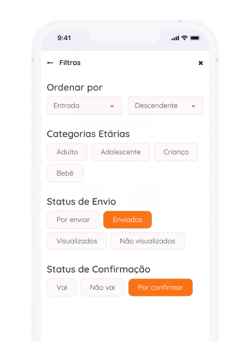Captura de tela do aplicativo Frinple apresentando o envio personalizado